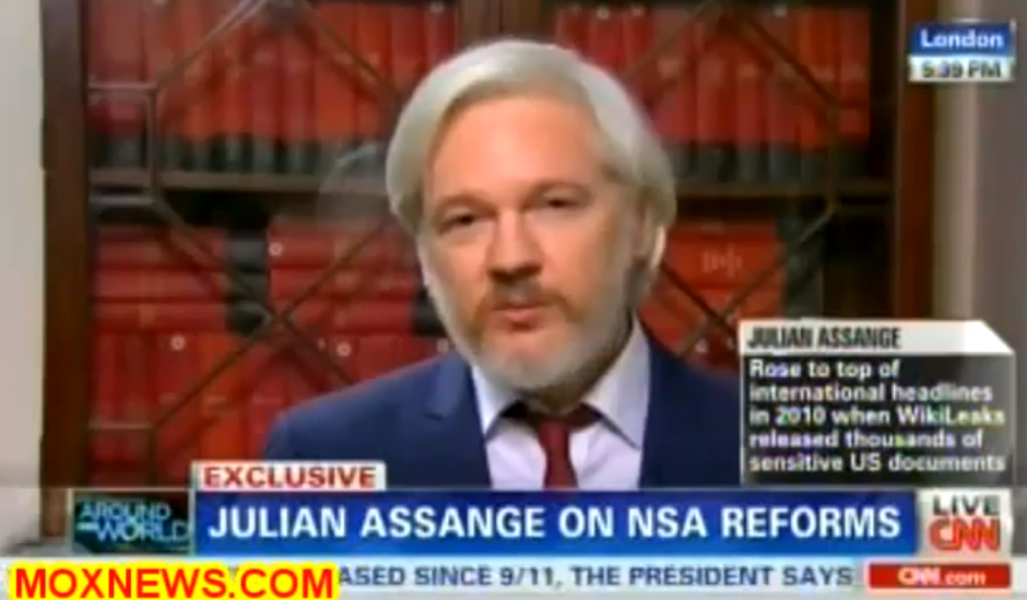 Julian Assange, fundador de Wikileaks entrevistado por CNN el viernes en relación al discurso de Barack Obama sobre las reformas a algunos protocolos de espionaje de la NSA. (Foto: Archivo)