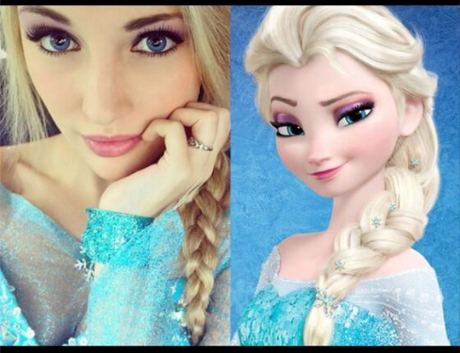 Anna Faith Carlson junto a una imagen de la princesa Elsa en una foto de su Instagram. 