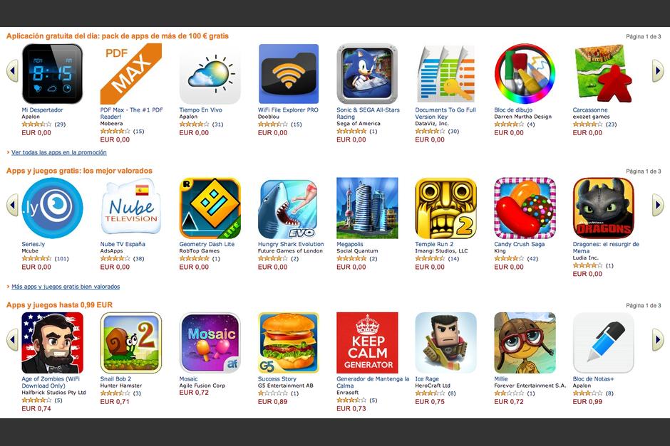 La tienda virtual de Amazon, lanza aplicaciones gratuitas. 