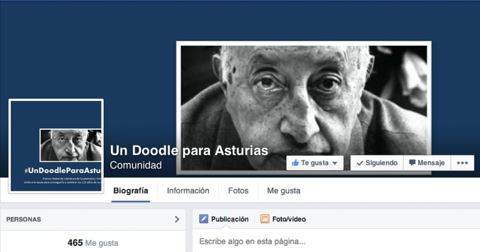 Guatemaltecos radicados en Argentina y México promueven una iniciativa para solicitar a Google que realice un "doodle" en conmemoración de los 115 años del nacimiento de Miguel Ángel Asturias, Premio Nóbel de Literatura de 1967 y que este año se conmemoraron 40 años de su muerte (Foto: Facebook)