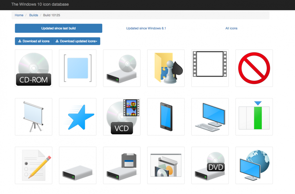 En la página web Windows 10 Icon Database el usuario podrá explorar cada uno de los iconos de Windows 10. (Imagen: Windows10)