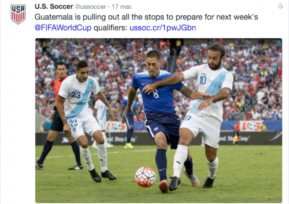 Ya se palpita en Estados Unidos la doble confrontación entre Guatemala y Estados Unidos en eliminatoria mundialista. (Foto: Twitter)