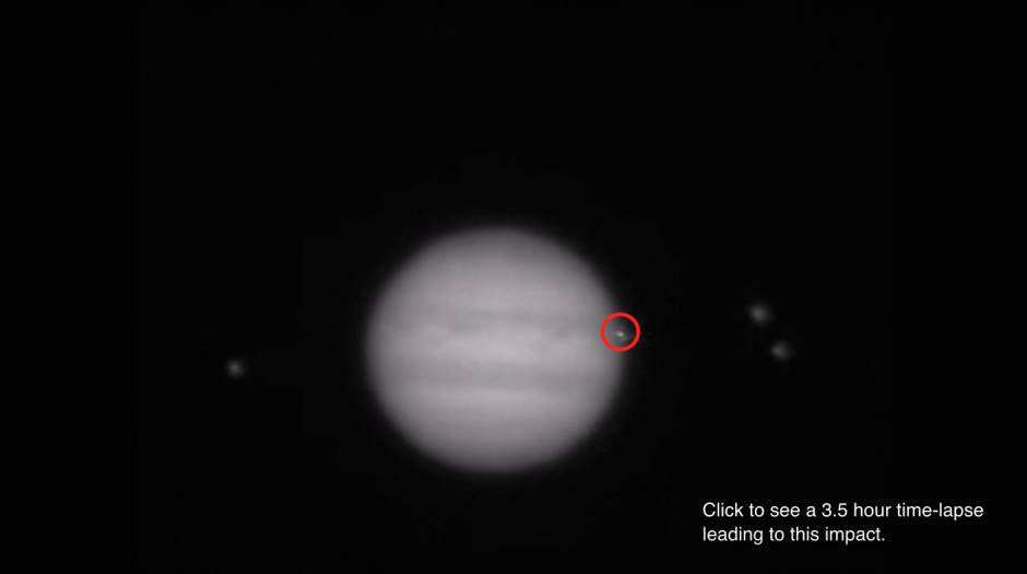 Dos astrónomos amateur grabaron el impacto del objeto, desde dos puntos distintos desde la Tierra. (Imagen: Captura de YouTube)