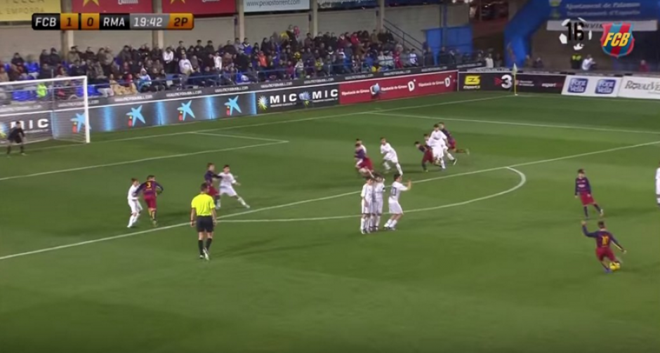 Con este gol el Barcelona sub-12 abrió el camino para el triunfo. (Foto: Captura YouTube) 
