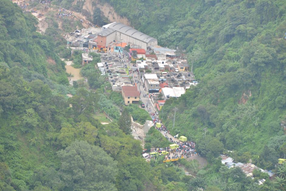 Vista aérea de la zona del desastre en El Cambray Soy502
