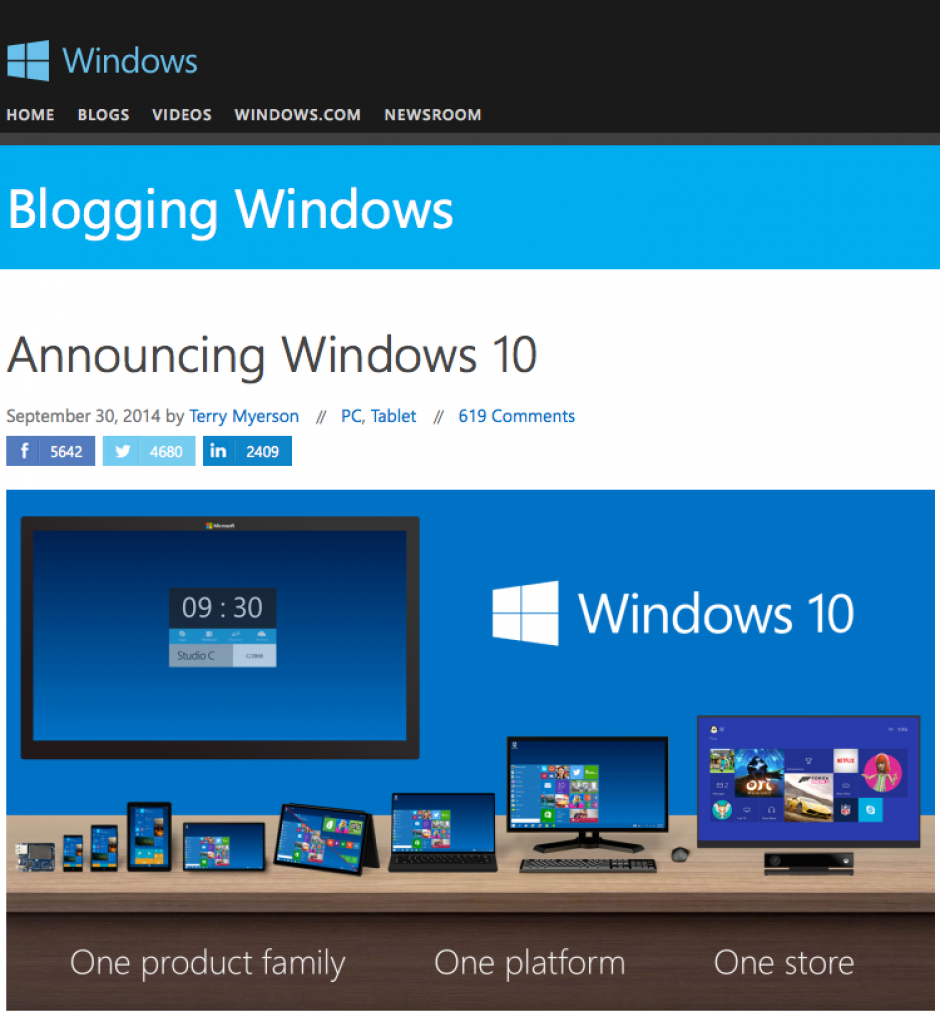 Microsoft presentó Windows 10 en su versión de prueba.