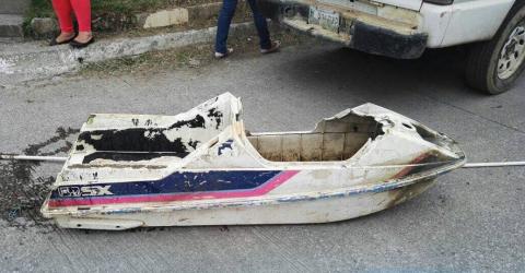 Encuentran moto acuática en un drenaje en Villa Nueva