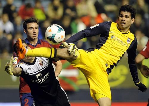 Costa, Arda, God&iacute;n, Miranda y Filipe, todos al borde de la suspensi&oacute;n por acumulaci&oacute;n de tarjetas, se salvaron de ver amonestaciones ante el Osasuna y podr&aacute;n jugar la pr&oacute;xima jornada ante el Real Madrid