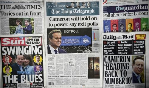 Los medios escritos de Inglaterra publicaron los resultados de las empresas encuestadoras que anticiparon erradamente un empate t&eacute;cnico. (Foto: AFP)