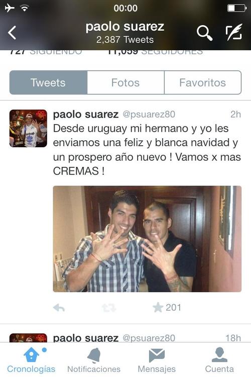 Tuit de Paolo Su&aacute;rez