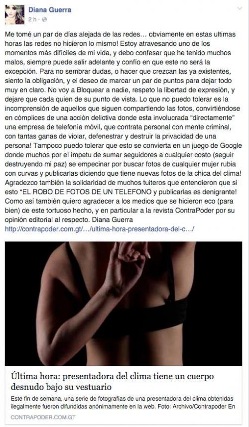 As&iacute; se expres&oacute; Diana Guerra tras varios d&iacute;as sin pronunciarse en las redes sociales. 