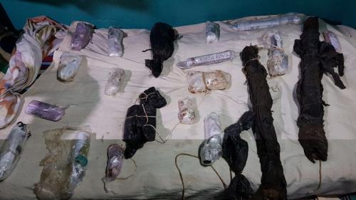 Vista de lo decomisado el 29 de diciembre de 2017 en el sector 11 del Preventivo de la zona 18. 