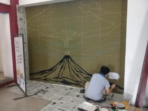 El artista duró 17 días para plasmar su obra en el muro del centro cultural de Antigua. (Foto: Centro Cultural César Brañas)