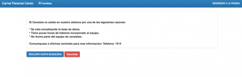 As&iacute; aparece si la persona no es parte de los censistas. (Foto: captura de pantalla) 