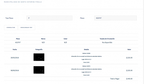 Estas son algunas de las multas que tiene el vehículo. (Foto: captura pantalla) 