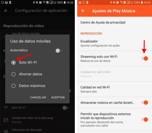 Descargas y streaming, solo con wifi.
