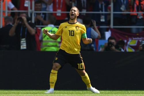 Eden Hazard celebró la anotación contra Túnez. (Foto: AFP)