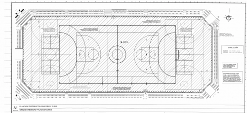 Plano del Gimnasio Teodoro Palacios Flores para el cambio de duela. (Foto: captura de pantalla)