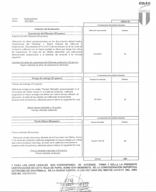 Criterios que se utilizaron para elegir a la Constructora Hern&aacute;ndez Paredes. (Foto: captura de pantalla)