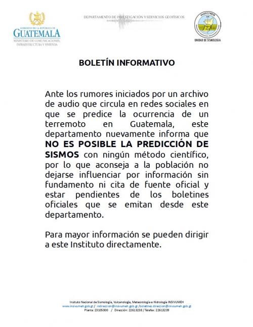 Comunicado del Ministerio de Comunicaciones. 