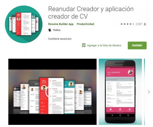 Tener tu currículum en pocos minutos en PDF y sin marca de agua nunca fue tan fácil. (Foto Google Play)