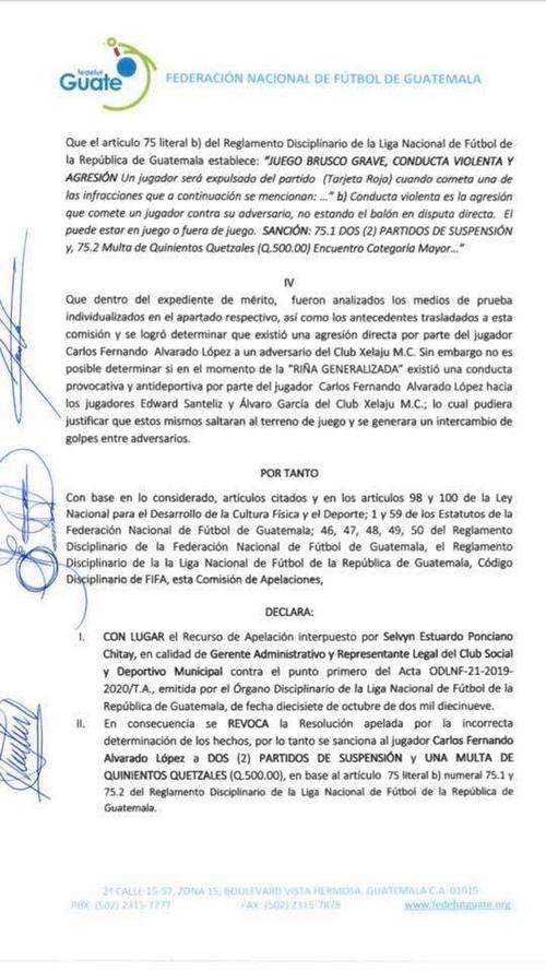 La resoluci&oacute;n del &Oacute;rgano Disciplinario. (Foto: Captura)