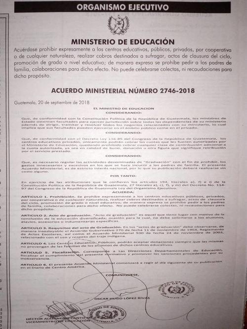 El año pasado el Mineduc emitió un acuerdo para prohibir los cobros para los actos de graduación. (Foto: Archivo/Soy502)