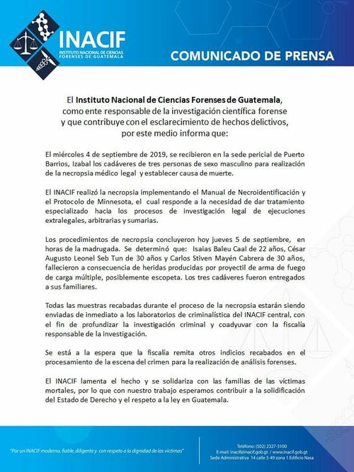 El Inacif determinó la causa de muerte de los soldados