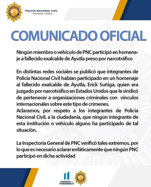 comunicado pnc erik s&uacute;&ntilde;iga