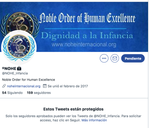 El perfil en Twitter es privado. 