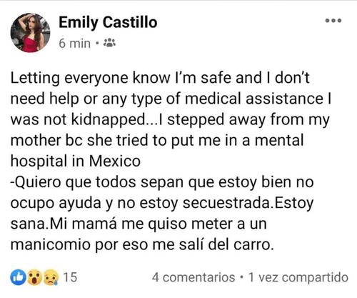 Emily castillo, Miss Mundo Teen 2017, secuestrada, desaparecida 
