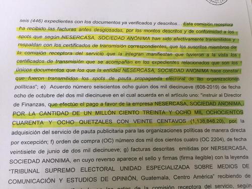 Nesercasa S.A. cobr&oacute; por la primera vuelta alrededor del 25% del monto pautado en el contrato original. 