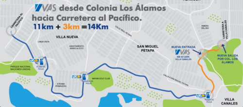 Este es el actual tramo de la VAS desde Amatitlán hasta Villa Canales. 