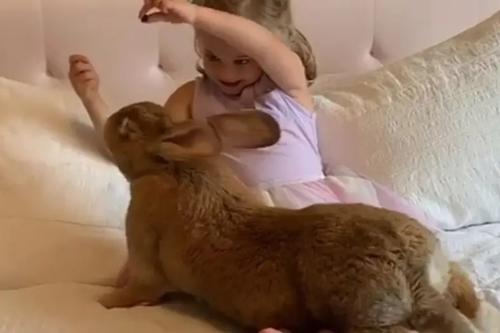 La pequeña y el conejo disfrutan de juegos. (Foto: Instagram)