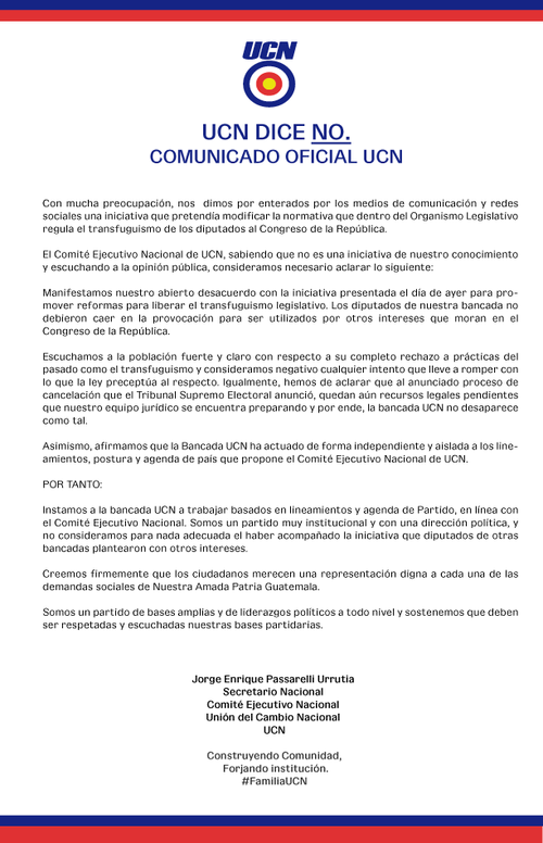Congreso, transfuguismo, guatemala, ucn, diputados, iniciativas de ley, tse, partidos cancelados