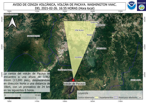 volcán de pacaya, conred, alerta amarilla, volcán lanza ceniza, erupción, volcanes, guatemala, fuerte erupción, guatemala, soy502