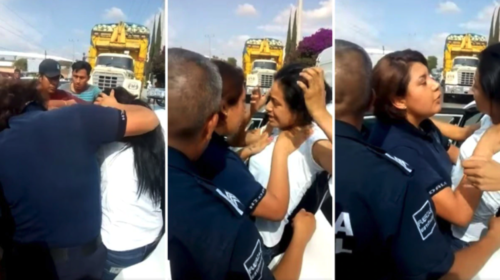 Momento en que la joven es llevada por la fuerza por la policía. (Foto: Captura de pantalla)