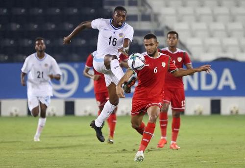 Juego de clasificación para el mundial Qatar 2021 entre Omán y Somalia. (Foto: AFP)
