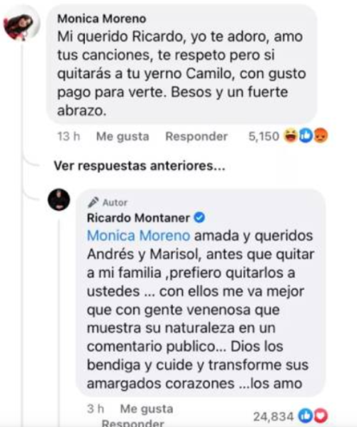 Ricardo Montaner, Camilo, fans, yerno 