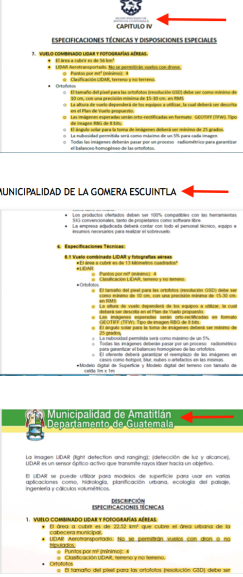 Las comparaciones en las bases del proceso de Antigua Guatemala (que canceló el evento), Escuintla y Amatitlán. 
