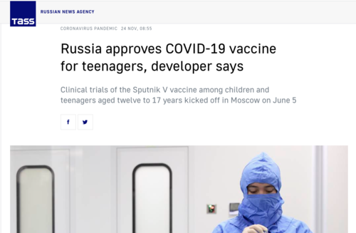 La Agencia Rusa de Noticias informa del nuevo biológico dirigido a adolescentes. (Foto: captura de pantalla)