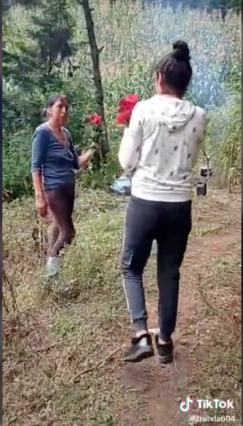 la mujer recibió rosas en el camino. (Foto: oficial)