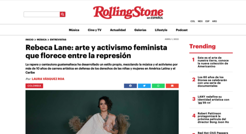 Rebeca Lane ofreció una entrevista a la revista Rolling Stone en español. (Foto: captura de pantalla)