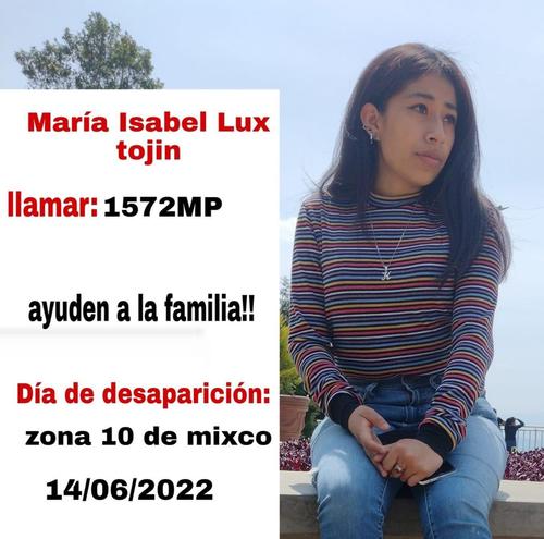 Este afiche fue divulgado en redes para la búsqueda de María Isabel. (Foto: Twitter)