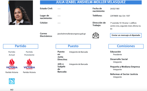 Julia Izabel Anshelm-Moller Velásquez es diputada independiente, antes formó parte del Partido Victoria. (Foto: captura de pantalla)