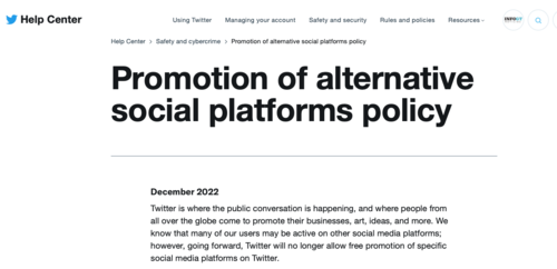 Twitter emitió el comunicado este domingo 18 de diciembre 2022. (Foto: captura de pantalla)