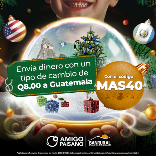 Amigo Paisano ofrece un excelente tipo de cambio. (Foto: Banrural)