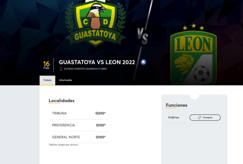 precios entradas Guastatoya vs León