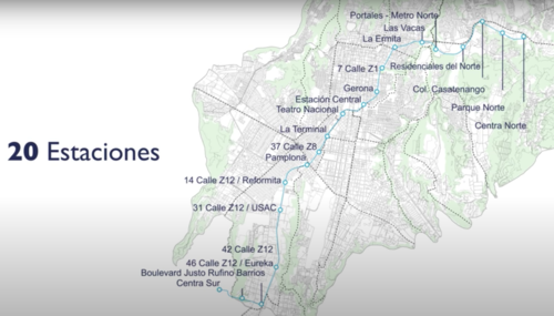 Estas son las 20 estaciones previstas para el Metro Riel (Foto: captura de pantalla)