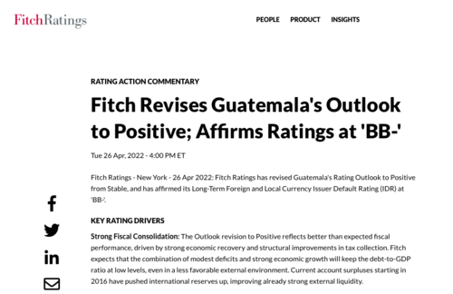 Fitch también calificó como estable la seguridad crediticia de Guatemala. (Foto: captura de pantalla)